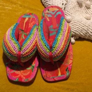 Farm Rio Toucans Crochet Puffy Flip Flop in size 10